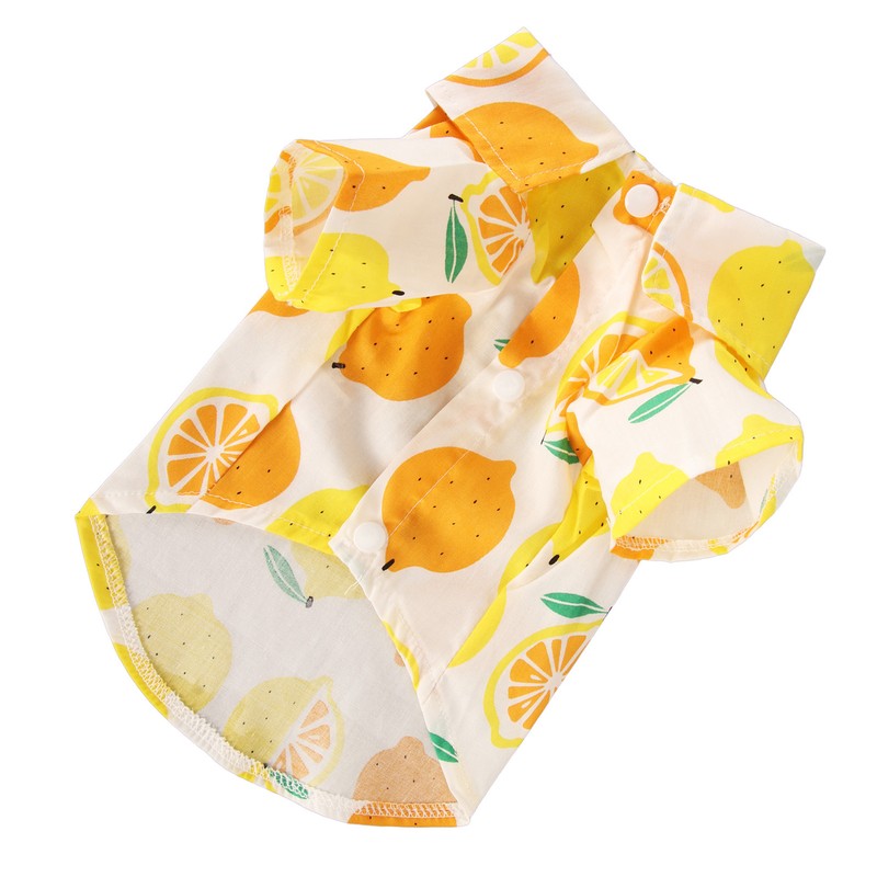 Dog Summer Shirts Lemon Print Breathable Cool Hawaiian Dog Shirts