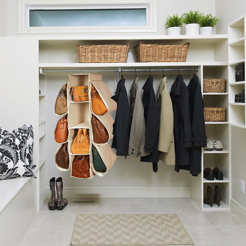 Hanging Purse Handbag Organizer Wardrobe Closet Dust Proof Shelf Rack