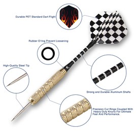 Steel Tip Darts Set 18 Grams (15 Pack), Aluminum Shafts & Dart Flights & Brass Barrels, Perfect for Every Rec Room, Man Cave, Bar and Game Room