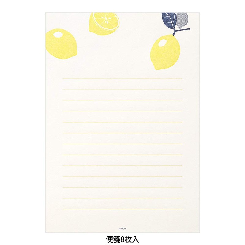 Midori Letter Set 476 Letterpress Lemon Pattern 86476006