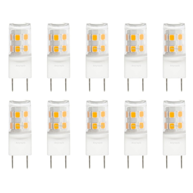 Anyray (10)-LED Pack G8 Replacement Light Bulbs 2W for 120V
