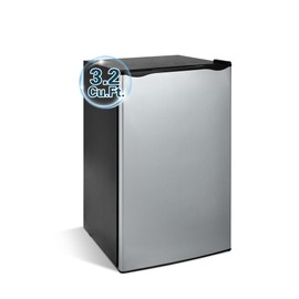 Maine 3.2 Cu. Ft. Single Door Mini Fridge for Bedroom, Mini Refrigerator, Compact Fridge Adjustable Thermostat, Small Fridge for Bedroom, Office, Dorm, Silver