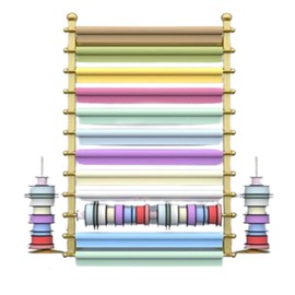 12-Layer Wrapping Paper Rack, Wall Mount Ribbon Spool Holder, Wrap Station Dispenser Ribbon Organizer Wall Mounted Display Rack for Flower Shop Sewing Tool Thread Storage (Golden, 31.5x7.9x47.2in)