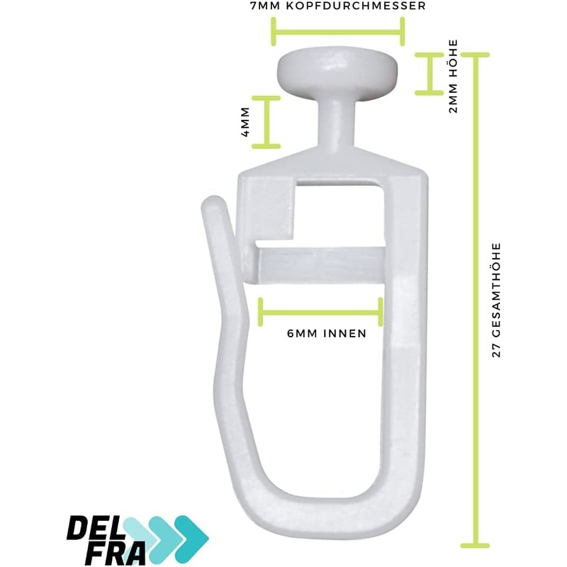 DELFRA 200 Folding Gliders with 7 mm Head for Curtain