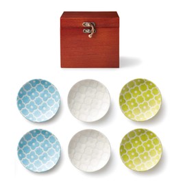 Dolce duo SL-1659 Mino Ware Small Plates, Set of 6 (Boxed), Made in Japan, Gift Present,