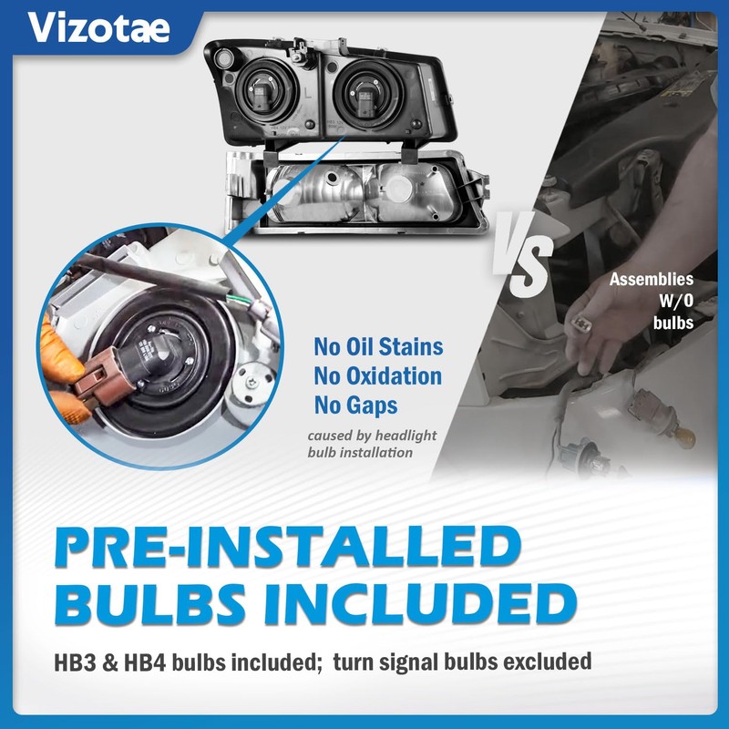 Vizotae Headlights for 2003-2007 Chevy Silverado 1500 2500 3500 1500HD