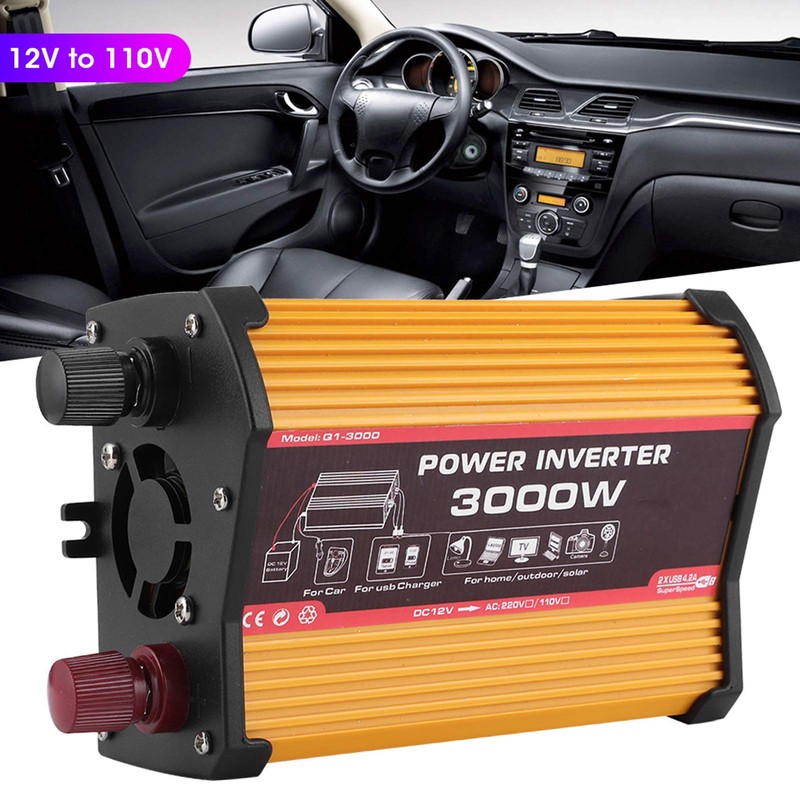3000W Power Inverter Auto AC Converter Modified Sine Car Adapter