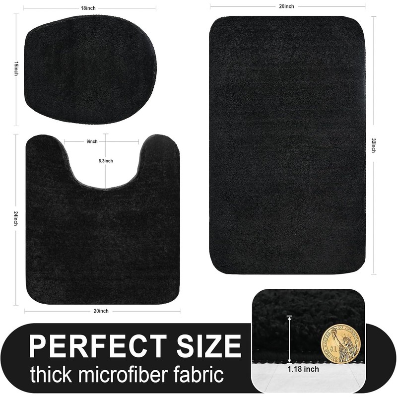 Baahrnom Bathroom Rugs Sets 3 Piece with Adjustable Toilet Seat