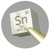 Elemental Specimen Tin Sn (0.4 inch (10 mm) Cube, Engraved