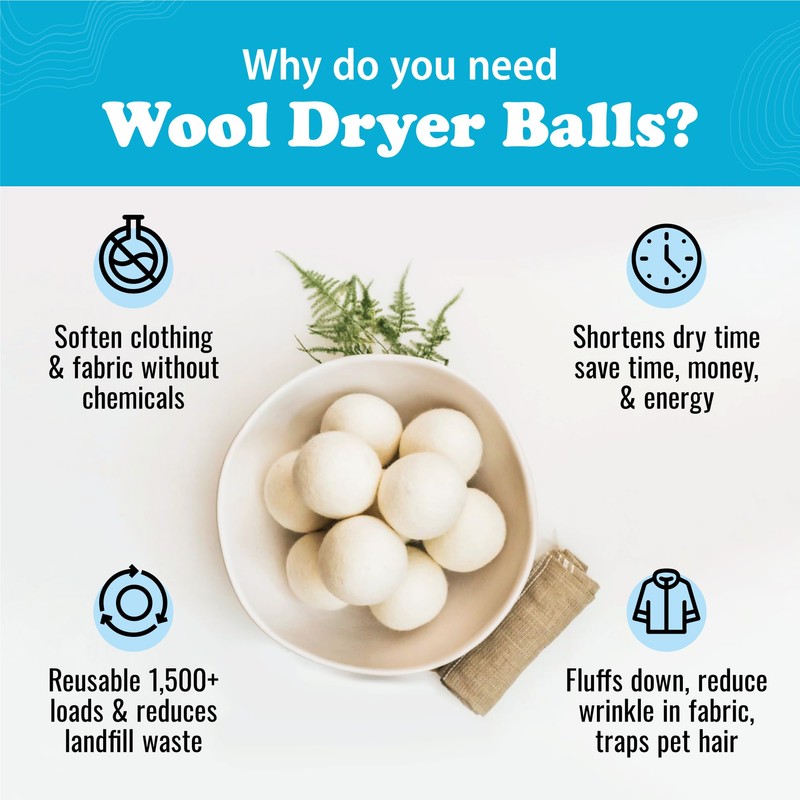 Smart Sheep Wool Dryer Balls - 6-Pack - XL Premium