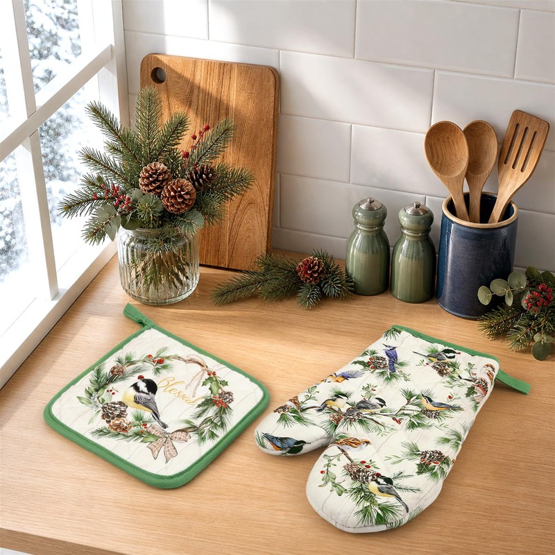 Arquiel Winter Bird Oven Mitts and Pot Holders Sets, 100%