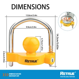 RETRUE Universal Coupler Lock Trailer Locks Ball Hitch Trailer Hitch Lock Adjustable Security Heavy-Duty Steel Fits 1-7/8 Inch, 2 Inch, 2-5/16 Inch Couplers (Pack of 2)