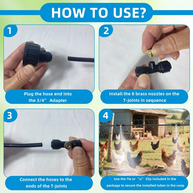 Chicken Coop Misting Cooling System,Misting Hose for Patio with 26FT