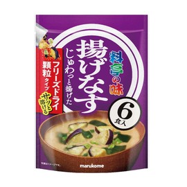 Marukome Ryotei Taste Value Freeze Dried Granule Miso Soup Fried Eggplant, 6 Meals x 6 Bags, For Heatstroke Prevention and Nutrition Supplement