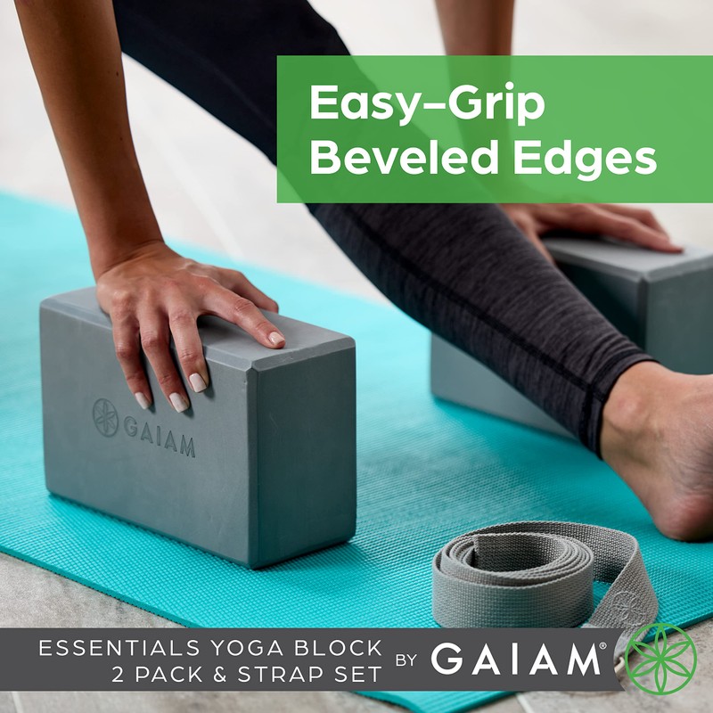 Gaiam - Kit de Yoga: Bloques y Correa, Accesorios para