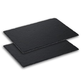 Sisson Distribution Slate Platter Set of 2-17 1/2" x 11 3/4" Black Slate Cheese Boards for Meat, Cheese, Appetizers - Elegant Stone Serving Trays for Parties, Housewarming