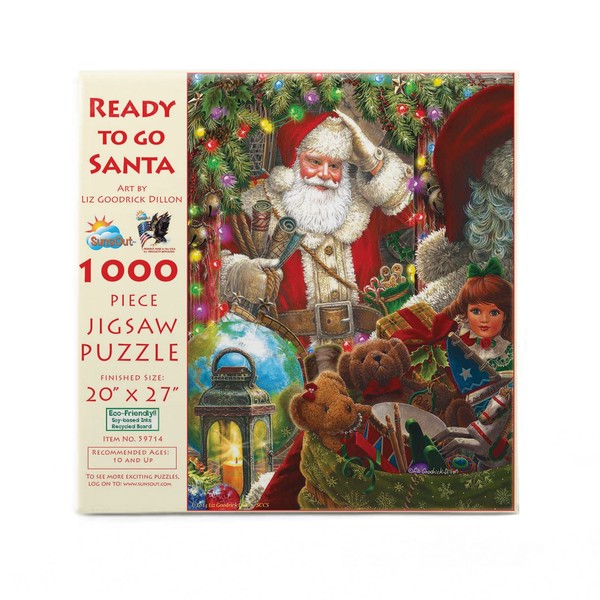 SUNSOUT INC - Ready to Go Santa - 1000 pc Jigsaw Puzzle by Artist: Liz Goodrick Dillon - Finished Size 20" x 27" Christmas - MPN# 59714