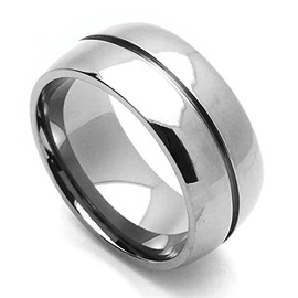 DoubleAccent 9MM Comfort Fit Titanium Wedding Band Grooved Center Ring (Size 7 to 14) Size 14