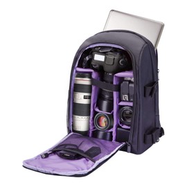G-raphy Camera Backpack for Photographer Camera Bags with Laptop Compartment/Tripod Holder for Dslr SLR Cameras, Flashes and Camera Accessories (Purple)