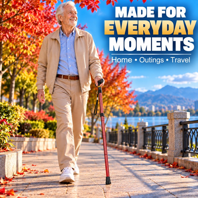 Foldable Walking Cane for Everyday Mobility – 5-Level Adjustable Lightweight