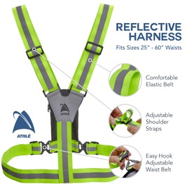 Athle Sport Reflective Vest with Phone and Storage Pouch, High Visibility, Adjustable Stretch Waist Belt for Safe Running, Jogging, Dog Walking, Biking and More