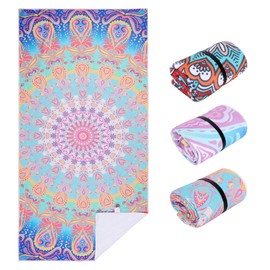 Kaket Microfibre Beach Towel Large 160x75cm, Ultra Soft Beach Towels for Adults, Lightweight BathTowel Pool Towel for Swimming, Travel, Camping (Purple, Style 1)