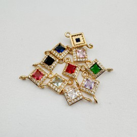 ZeaLian Zirconia 9Pcs Rhombus Connector Charms Mix Crystal Gold Plated Brass Links for Jewelry Making Bracelet Necklace Earring Pendant Craft Supplies DIY Accessories(Rhombus)