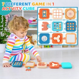 WTUST Montessori Toys for 1 2 3 Year Old Girls Boys, Explore Discover Activity Cube Toys, Travel Sensory Toys for Toddlers 1-3, Learning Fine Motor Skills Baby Toys 12-18 Months First Birthday Gift