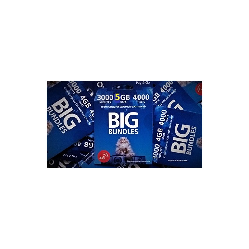 O2 Pay As You go sim card, BIG BUNDLE 25
