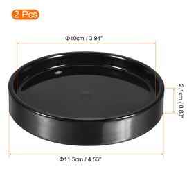 MECCANIXITY Plant Pot Saucer 11.5cm Ceramic Round Flower Drip Tray for Indoor Outdoor, Black Pack of 2