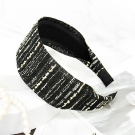 Burnaby Wide Black Sequence Point Hairband Wide Headband / 버나비 와이드 블랙 시퀀 포인트 헤어밴드 넓은머리띠