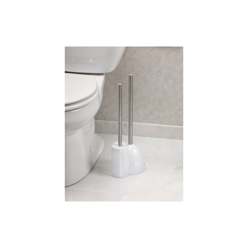 iDesign Plastic Toilet Bowl Plunger Set, Slim Compact Combo, 7.5"