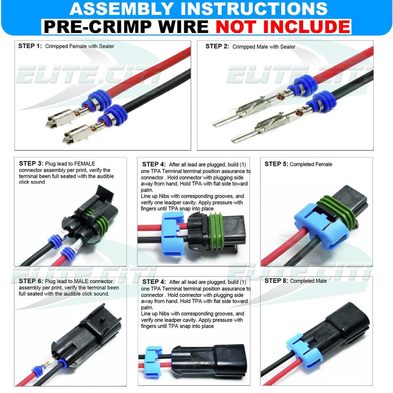 30Amp (4-PIN) Metri-Pack Waterproof Connector Terminals and Seals 10-12 AWG