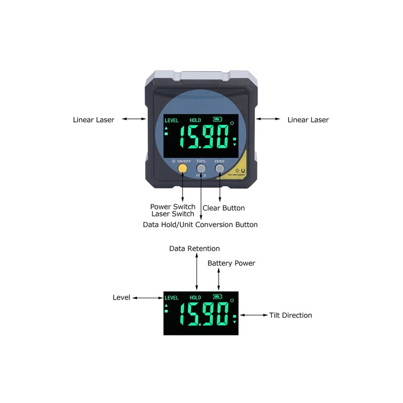 Digital Angle Finder Laser Magnetic Inclinometer Box Gauge Electronic Protractor