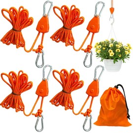 TZEKING 4 x 4 mm Adjustable Rope Ratchet, 4 m Guy Ropes with Rope Tensioner, Adjustable Ratchet Hanger, Tent Cord with Storage Bag, Reflective Guy Ropes for Awning