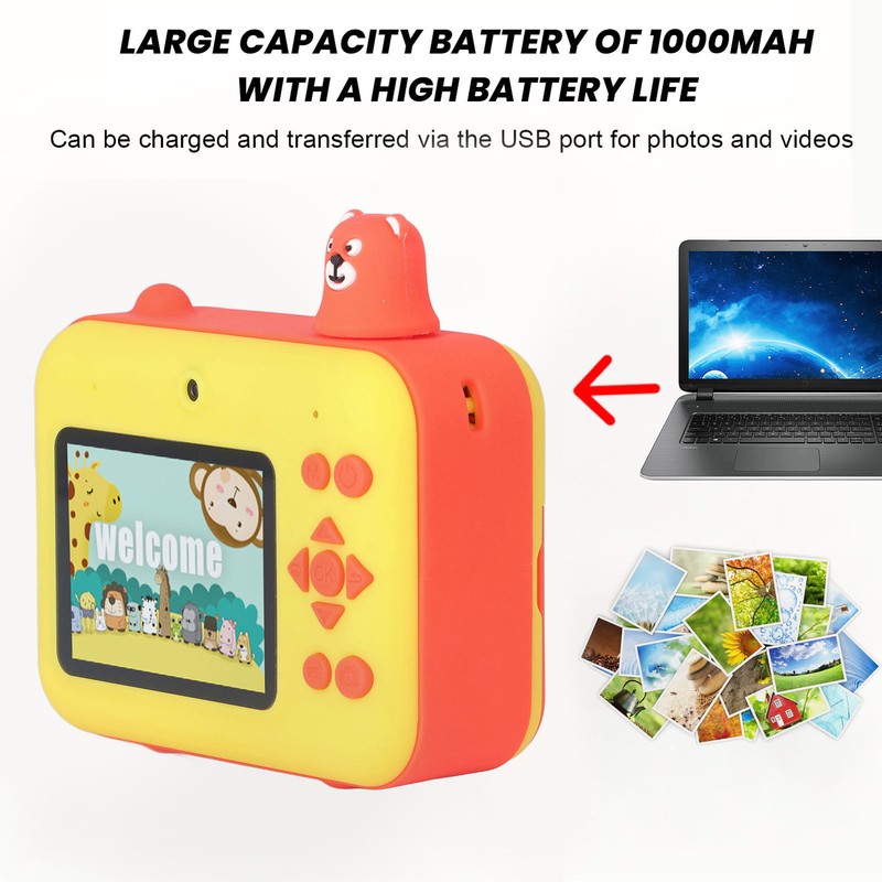 Kids Printing Camera 2.4in LCD Screen Dual Lens HD 1080P