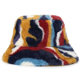 Mimfutu Winter Fluffy Bucket Hat for Women Men, Warm Fuzzy Furry Bucket Hats (Colorful)