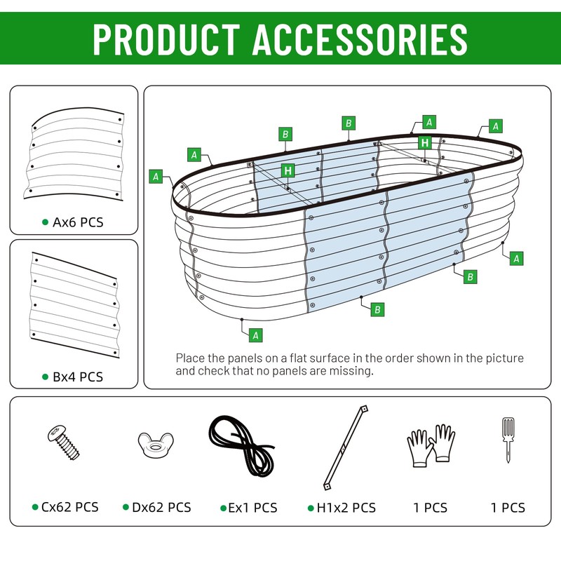 SnugNiture 4x2x1.5ft Raised Garden Bed Outdoor, 17" Tall Galvanized Metal