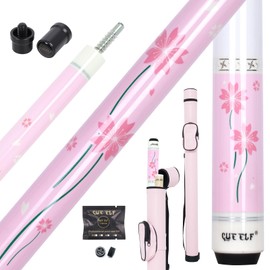 CUEELF Pink Pool Cue Stick 58inches Canadian Maple Billiard Cue Sticks Professional Pool Stick Gifts for Women and Ladies (Pink Flower, 19.5 oz)