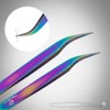 Wishbeauty Rainbow Eyelash Extension Tweezer - Professional Elbow Curved Tool