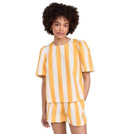 Rhode Women's Westin Top, Tangerine Cabana Stripe, XL