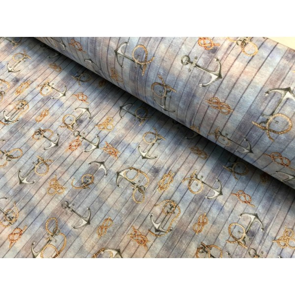 LushFabric Nautical KNOTS Fabric Anchor Print Curtain Material for Dress