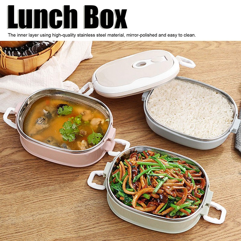 01 Portable Stainless Steel Insulated Thermal Lunch Box, 2 Layer,