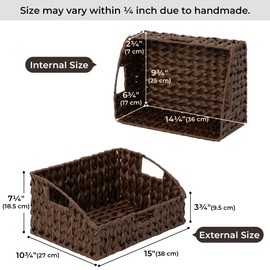 GRANNY SAYS Wicker Storage Basket for Shelves, Large Wicker Basket with Handles, Trapezoid Woven Baskets for Storage, Decorative Baskets for Home Decor, Brown