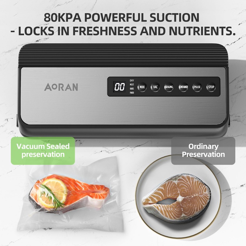 Vacuum Sealer Machine 80KPa Powerful Compact Food Vacuum Sealer with