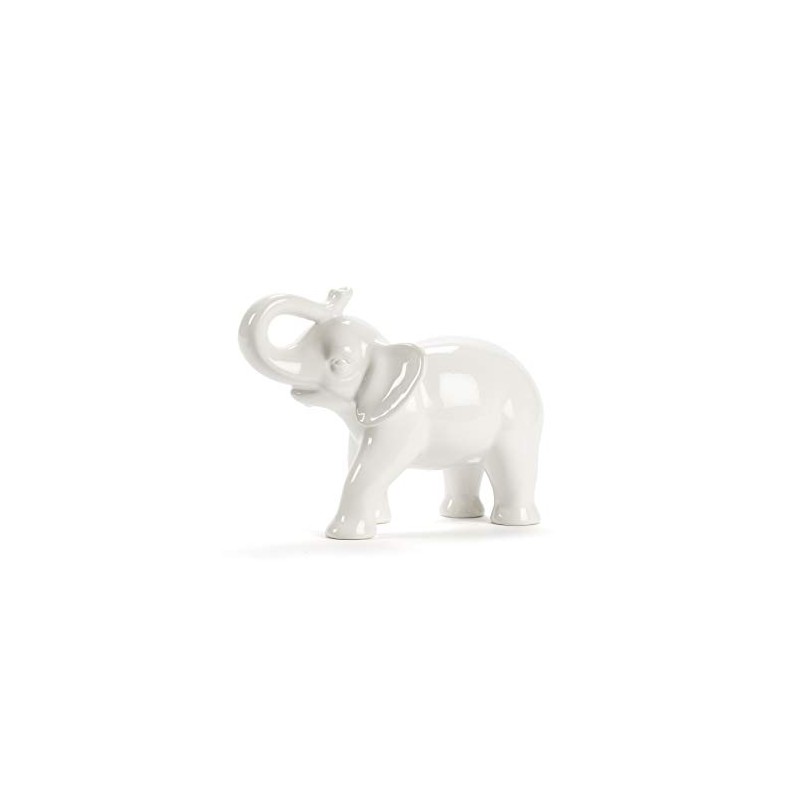 Abbott Collection Ceramic Elephant Figurine, White (Medium)