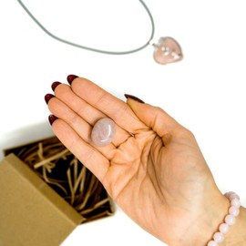 Rose Quartz Set - includes Rose Quartz Necklace - Rose Quartz Bracelet & Rose Quartz Crystal - UK Seller
