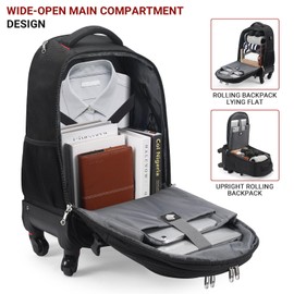 StarCloud 4-Wheel Checked Rolling Backpack 55L (24x15x9in): Extra-Large Roller Travel Laptop Backpack for Business, Water-Resistant Luggage, Backpack with Wheels for Travel and Commuting