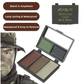5-Color Camo Face Paint Kit – Long-Lasting Waterproof Camouflage Makeup for Hunting, Military, and Outdoor Use – Compact Pocket Case with Mirror
