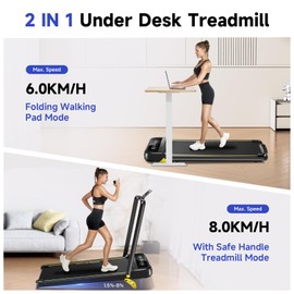 YPOO Foldable Treadmill with Incline, Walking Pad with Handle Bar 3 Level Incline, Portable Folding Treadmills for Home/Office 300 Lbs Capacity, Quiet Desk Treadmill with Remote Control & APP